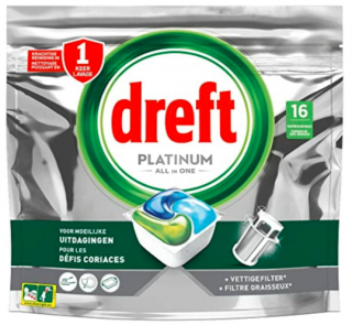 Dreft Platinum All in One gelové kapsle do myčky 16 ks