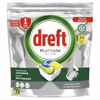 Dreft Platinum All in One Lemon gelové kapsle do myčky s vůní citronu 34 ks