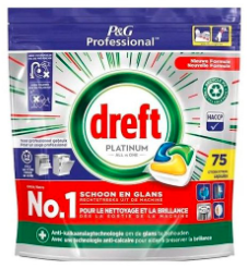 Dreft Platinum Lemon All in One gelové kapsle do myčky se svěží vůní citronu 75 ks
