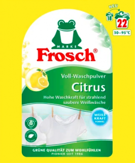 Frosch Prášek na praní bílého prádla Citrus 22 Pracích cyklů (1,45kg) - BIO