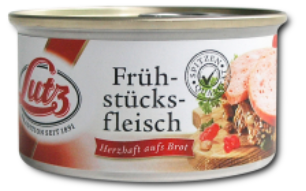 Lutz Masová specialita s extra vysokým podílem masa  Frühstucksfleisch  125g