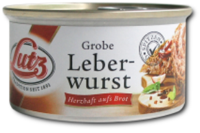 Lutz Masová specialita s extra vysokým podílem masa  Grobe Leberwurst  125g