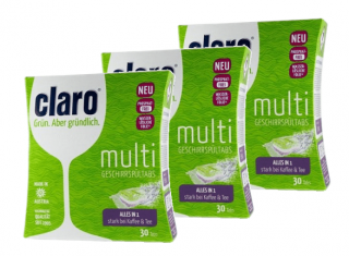 Výhodné balení 3 x Claro Eco Tablety do myčky 2020 30ks