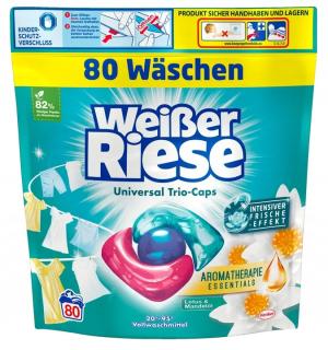 Weisser Riese Universal XXXL Aromatherapie Lotus & Mandlový olej Kapsle na praní 80 Pracích cyklů