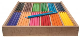 EDU3 Jumbo šestihranné pastelky H144, tuha 5 mm, 144 ks/12 barev ve školním boxu ze dřeva
