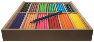EDU3 Jumbo trojhranné pastelky H144, tuha 5 mm, 144ks/12 barev ve školním boxu ze dřeva