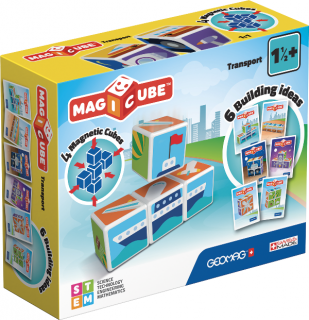 GEOMAG Magicube Magnetická stavebnice Dopravní prostředky 4 kostky 3 kartičky