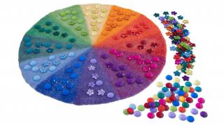 Hra barev - Duhová plstěná podložka se třpytivými kamínky