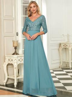 Ever Pretty luxusní šedo modré šaty 0751 Velikost: 42 / 10 / 14