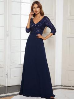 Ever Pretty luxusní tmavě modré šaty 0751 Velikost: 56 / 24 / 28
