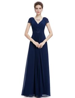 Ever Pretty plesové šaty s výšivkou modré 8467 Velikost: 34 / 04 / 06