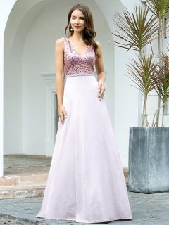 Ever Pretty růžové šaty s flitry 0636 Velikost: 38 / 06 / 10