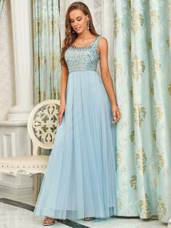 Ever Pretty šaty světle modré s flitry 80090 Velikost: 38 / 06 / 10