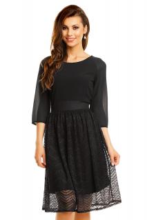 Krátké černé šaty s rukávem hs 359 Velikost: L/40