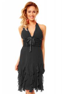 Krátké černé šaty s volánky hs 310 Velikost: L/40