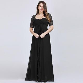 Luxusní černé šaty s krajkou 7625 Velikost: 56 / 24 / 28