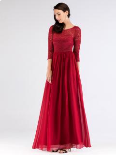 Luxusní červené šaty s krajkou 7680 Velikost: 42 / 10 / 14