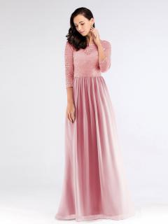 Luxusní růžové šaty s krajkou 7680 Velikost: 50 / 18 / 22