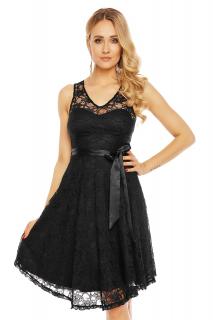 Plesové šaty krátké s krajkou černé hs 390 Velikost: M/38