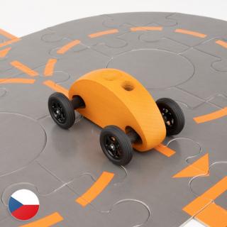 Autíčko Finger Car oranžové s puzzle skládačkou