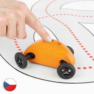 Autíčko Finger Car oranžové se závodní dráhou