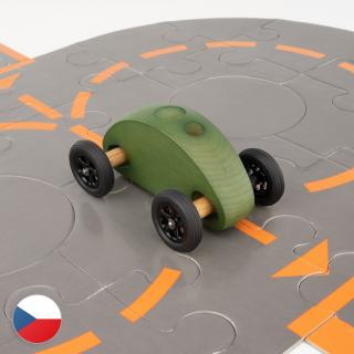 Autíčko Finger Car zelené s puzzle skládačkou