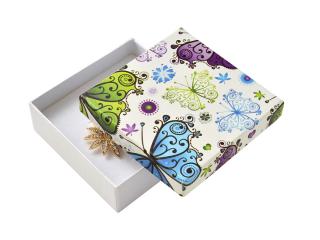 Dárková krabička na šperky s motýlky 8x8x2,5 cm