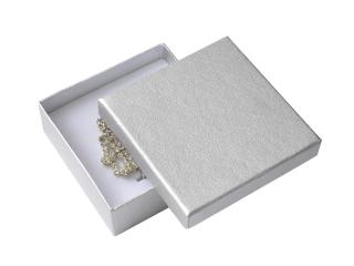 Dárková krabička na šperky stříbrná 8x8x2,5 cm
