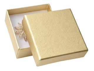 Dárková krabička na šperky zlatá papírová s víkem 6x6x2,5 cm