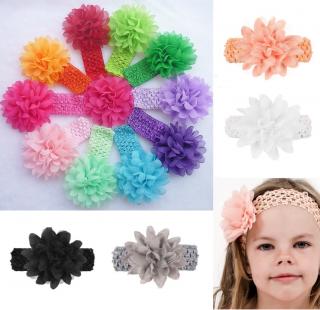 Dětská pružná čelenka do vlasů s květinou - více barev