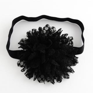 Dětská pružná čelenka s květinou do vlasů - černá