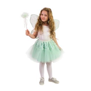Dětská sukně tutu - kostým Víla květinová zelenkavá