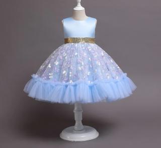 Dětské šaty Diana modré světlé flitr slavnostní princeznovské dívčí