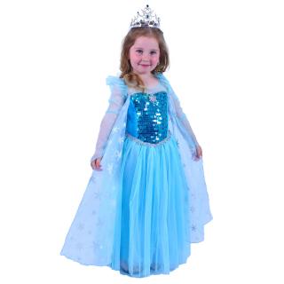 Dětské šaty modré PRINCEZNA ledová s pláštěm kostým karneval