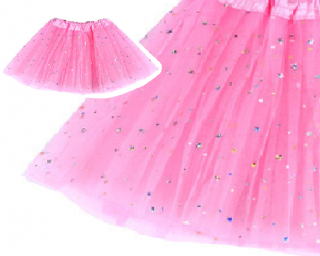 Karnevalová maškarní dětská sukýnka s flitry - růžová světlá
