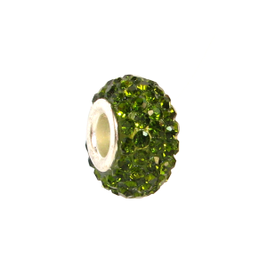 Korálek s krystalky olivově zelený - TOPBEADS