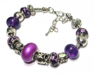 Náramek s korálky 07 fialový PURPLE VELVET TOPBEADS 19-21 cm (+ ZDARMA dárková krabička)