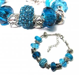 Náramek s korálky 08 ICE TYRKYS LOOK TOPBEADS 19-21 cm (+ ZDARMA dárková krabička)