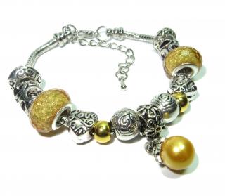 Náramek s korálky 1 GOLD BRILLIANCE - TOPBEADS 19-21 cm (+ ZDARMA dárková krabička)