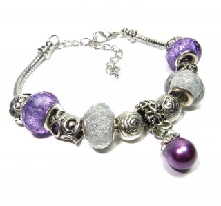 Náramek s korálky 1 LAVENDER SOFT - TOPBEADS 19-21 cm (+ ZDARMA dárková krabička)