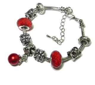 Náramek s korálky 1 RED PASSION - TOPBEADS 19-21 cm (+ ZDARMA dárková krabička)