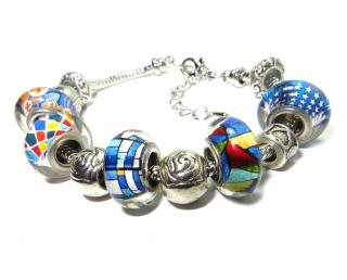 Náramek s korálky modrý NEW MODE TOPBEADS 19-24 cm (+ ZDARMA dárková krabička)