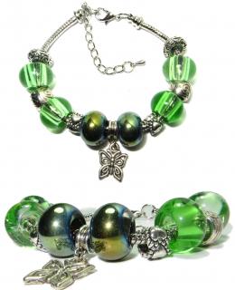 Náramek s korálky zelený GREEN SPIRIT TOPBEADS 19-21 cm (+ ZDARMA dárková krabička)