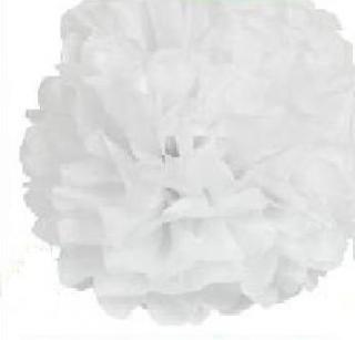 Papírové květinové koule Pom-poms 20cm - bílá