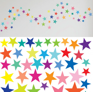 Samolepící hvězdičky barevné 168 ks samolepky na zdi  (sada 168 ks hvězdiček 7,5,3 cm)