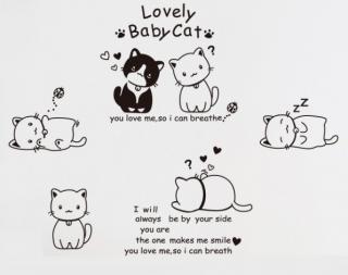 Samolepka na zeď - černobílé kočičky koťátka (SLEVA)