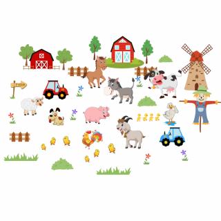 Samolepky na zdi dětské Farma domácí zvířátka