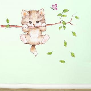 Samolepky na zdi dětské - Kočička koťátko Kitty