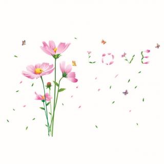 Samolepky na zdi květina růžová Love láska