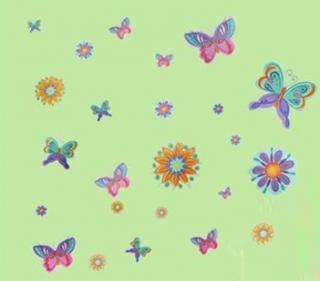 Samolepky na zdi Motýlci větší a kytičky (arch 50x70)
